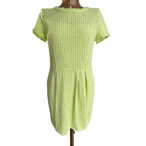 Nanette Lepore Lime Green Lazer Cut out Midi Dress Size 6